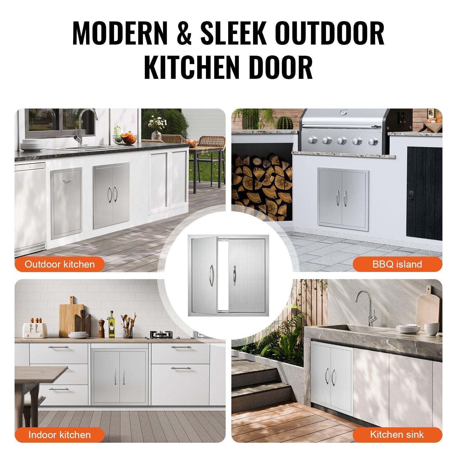 BBQ Access Door, 610x610 mm Double Outdoor Kitchen Door, Stainless Steel Flush Mount Door, Double Wall V952-SMMBSCJMYS245LWS1V0