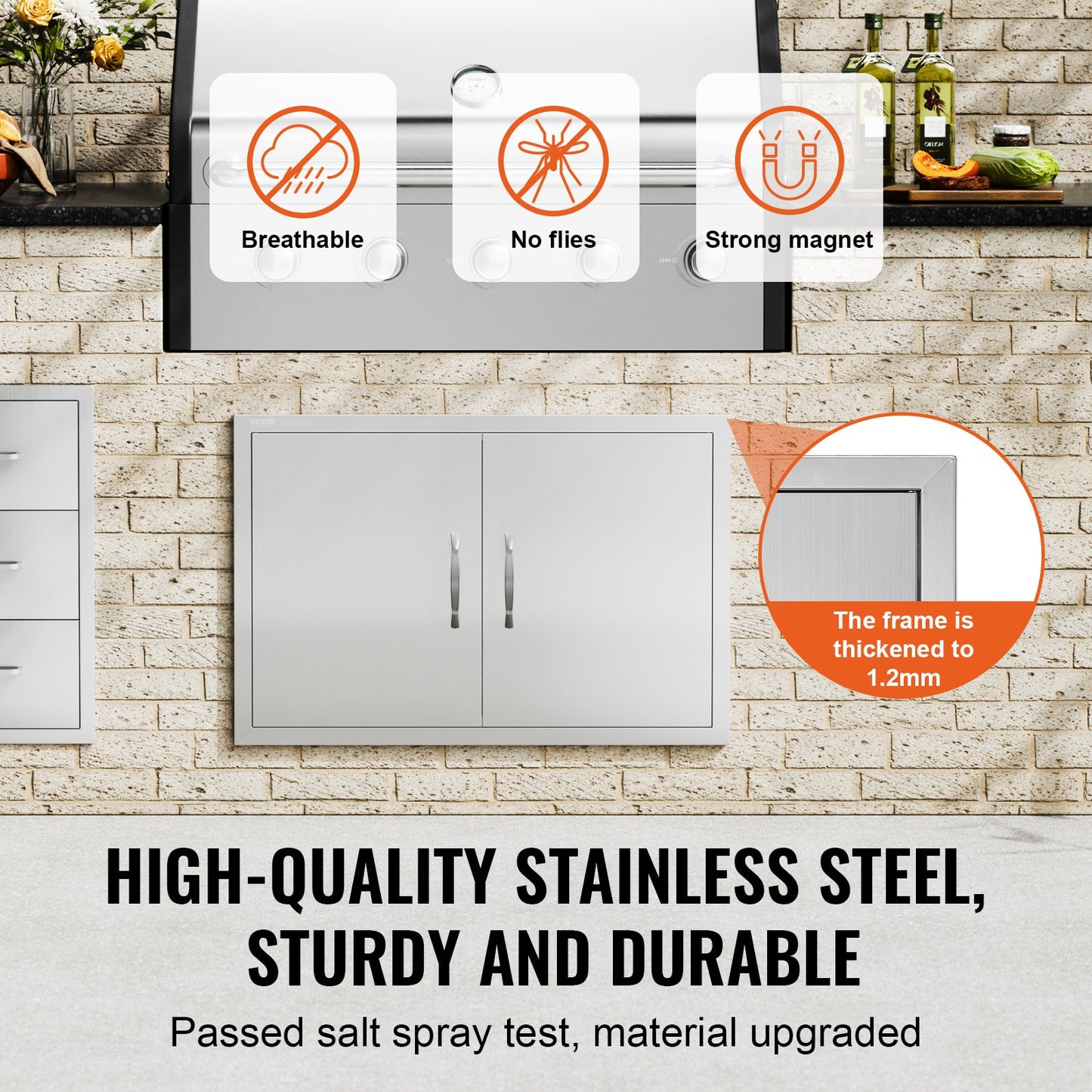 BBQ Access Door, 838x558 mm Double Outdoor Kitchen Door, Stainless Steel Flush Mount Door, Wall Vertical Door V952-SMMBSCJMYS33QVDXTV0