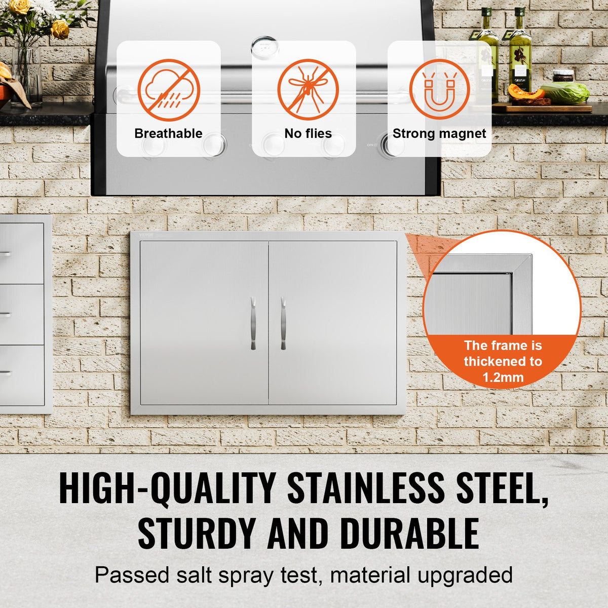 BBQ Access Door, 838x558 mm Double Outdoor Kitchen Door, Stainless Steel Flush Mount Door, Wall Vertical Door V952-SMMBSCJMYS33QVDXTV0