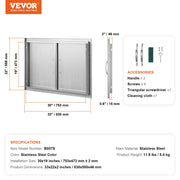 BBQ Access Door, 838x558 mm Double Outdoor Kitchen Door, Stainless Steel Flush Mount Door, Wall Vertical Door V952-SMMBSCJMYS33QVDXTV0