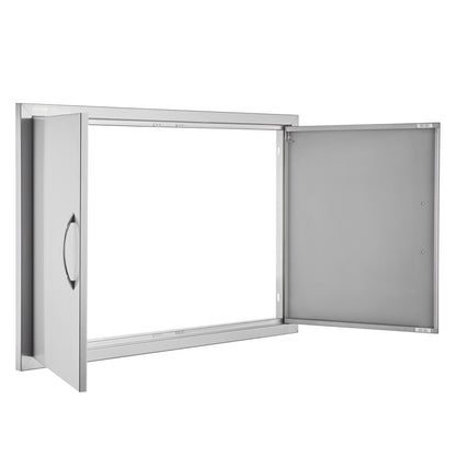 BBQ Access Door, 889x610 mm Double Outdoor Kitchen Door, Stainless Steel Flush Mount Door, Wall Vertical Door V952-SMMBSCJMYS35KPSP8V0