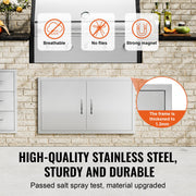 BBQ Access Door, 915x533 mm Double Outdoor Kitchen Door, Stainless Steel Flush Mount Door, Wall Vertical Door V952-SMMBSCJMYS36GACHDV0