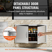 BBQ Access Door, 915x533 mm Double Outdoor Kitchen Door, Stainless Steel Flush Mount Door, Wall Vertical Door V952-SMMBSCJMYS36GACHDV0