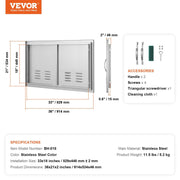 BBQ Access Door, 914x534 mm Double Outdoor Kitchen Door, Stainless Steel Flush Mount Door, Wall Vertical Door V952-SMMBSCJMYS36I3IIAV0