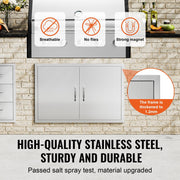 BBQ Access Door, 915x610 mm Double Outdoor Kitchen Door, Stainless Steel Flush Mount Door, Wall Vertical Door V952-SMMBSCJMYS36WMLACV0
