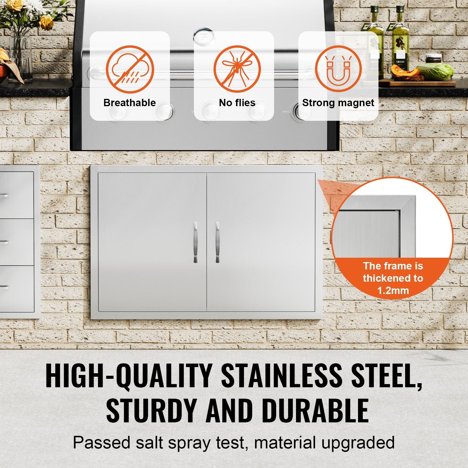 BBQ Access Door, 915x610 mm Double Outdoor Kitchen Door, Stainless Steel Flush Mount Door, Wall Vertical Door V952-SMMBSCJMYS36WMLACV0