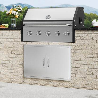 BBQ Access Door, 915x610 mm Double Outdoor Kitchen Door, Stainless Steel Flush Mount Door, Wall Vertical Door V952-SMMBSCJMYS36WMLACV0