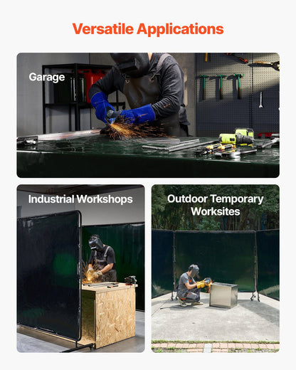 Welding Screen with Frame, 3-Panel 1.74 x 2.34m Welding Curtain Screen, Flame-Resistant Vinyl Protection V952-SMPF68FTYKJL3GT47001V0