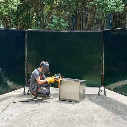 Welding Screen with Frame, 3-Panel 1.74 x 2.34m Welding Curtain Screen, Flame-Resistant Vinyl Protection V952-SMPF68FTYKJL3GT47001V0