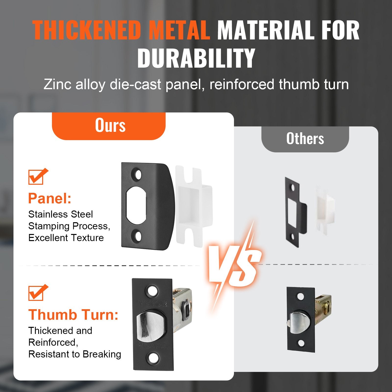 Double Door Handle Set, Matte Black Square Door Lever, Heavy Duty Double Front Door Handle Set with Dummy, V952-SMSBYGHDSFXLKVAWEV0