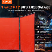 Welding Screen with Frame, 6' x 6' 3 Panel Welding Curtain Screens, Flame-Resistant Vinyl Welding Protection V952-SMSHJPF6X6YCUPLA3V0
