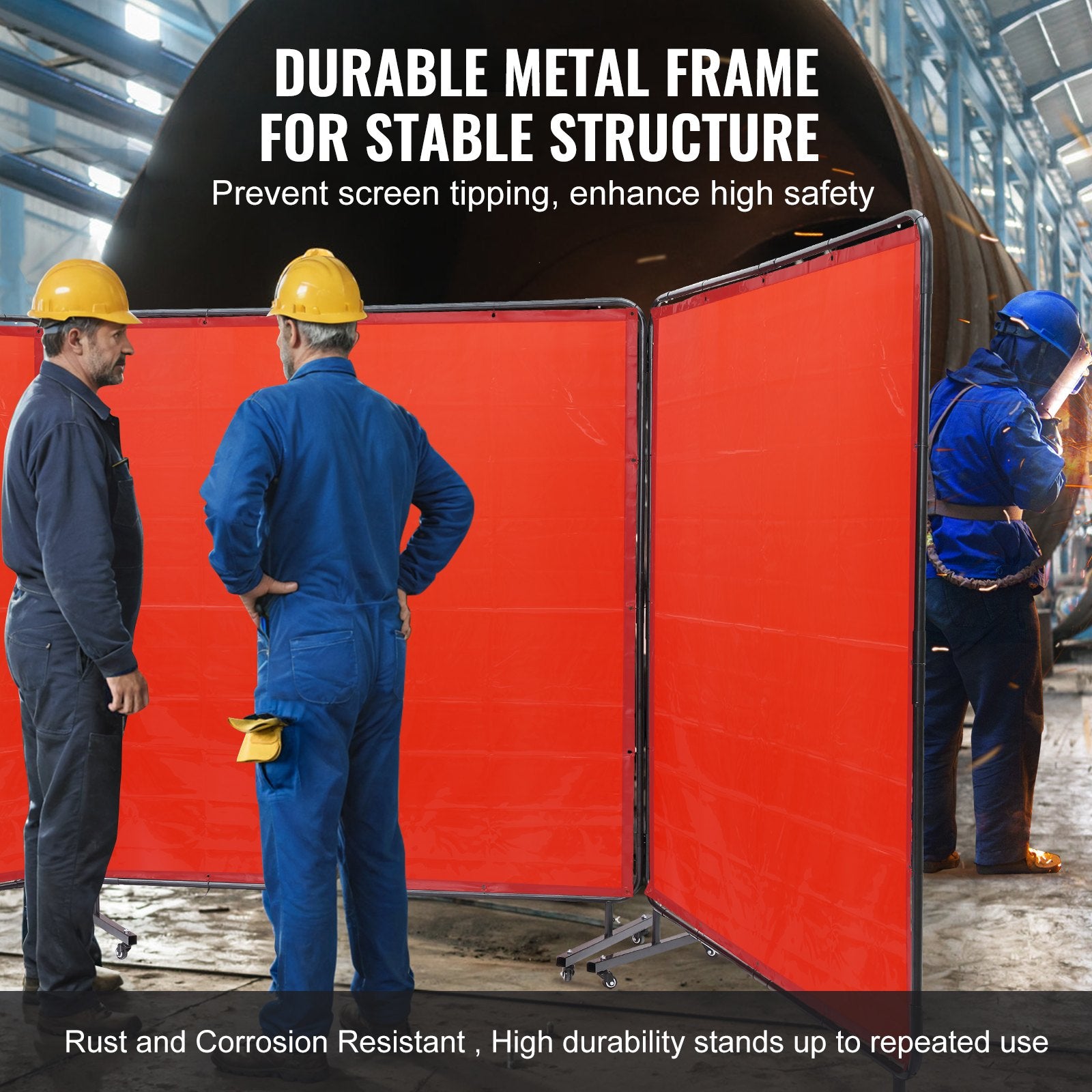 Welding Screen with Frame, 6' x 6' 3 Panel Welding Curtain Screens, Flame-Resistant Vinyl Welding Protection V952-SMSHJPF6X6YCUPLA3V0