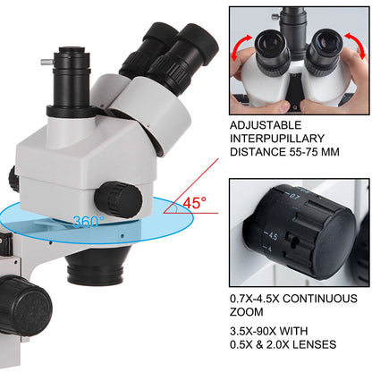 3.5X-90X Trinocular Stereo Microscope w/Pillar Stand Biological Reliable Lab V952-SMXWJ3.5X-90XTS01V0