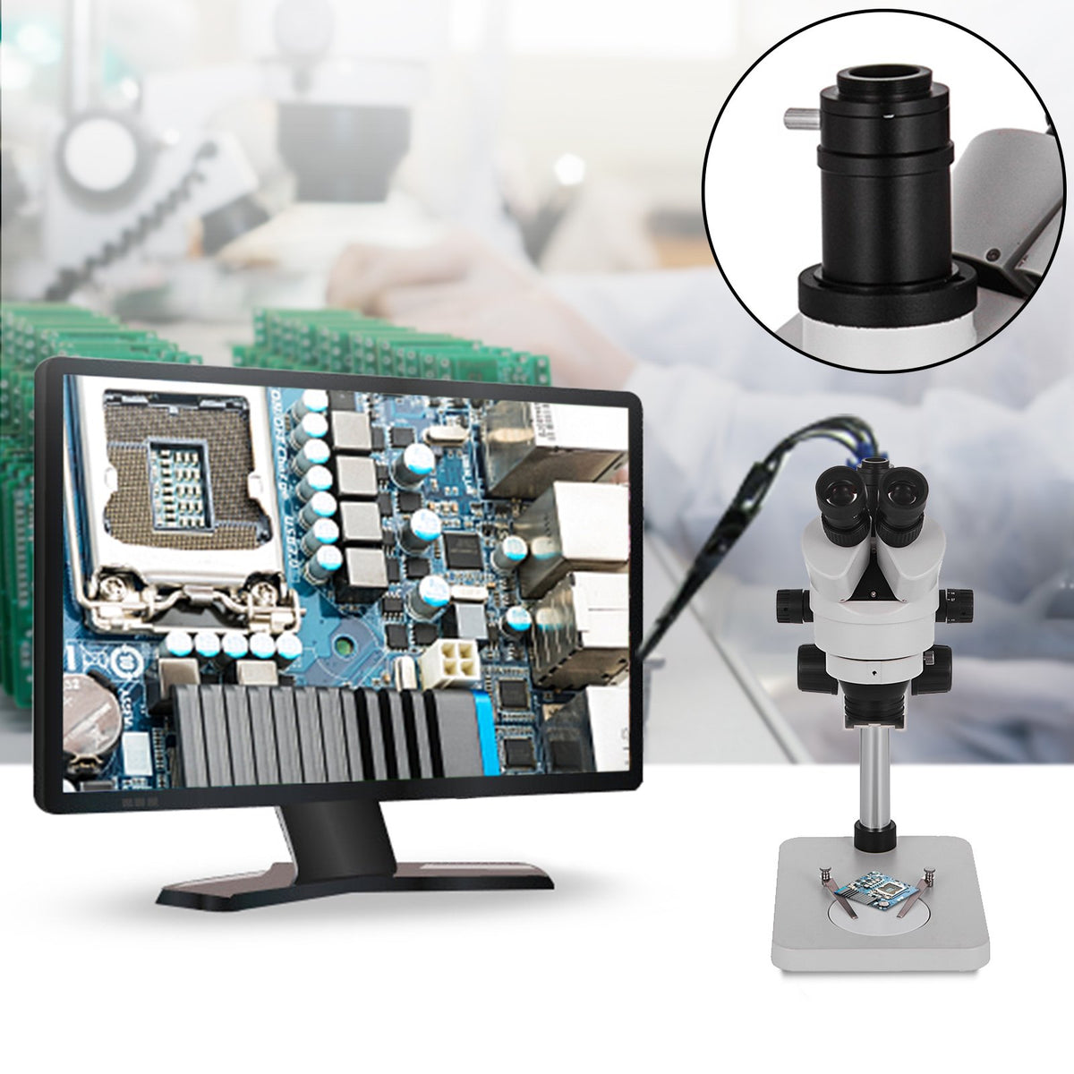 3.5X-90X Trinocular Stereo Microscope w/Pillar Stand Biological Reliable Lab V952-SMXWJ3.5X-90XTS01V0
