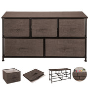 Dresser Storage Tower with 5 Fabric Drawer Steel Frame Storage Cabinet Bin Storage Organizer Unit Fabric Cube V952-SNGECKFS000000001V0
