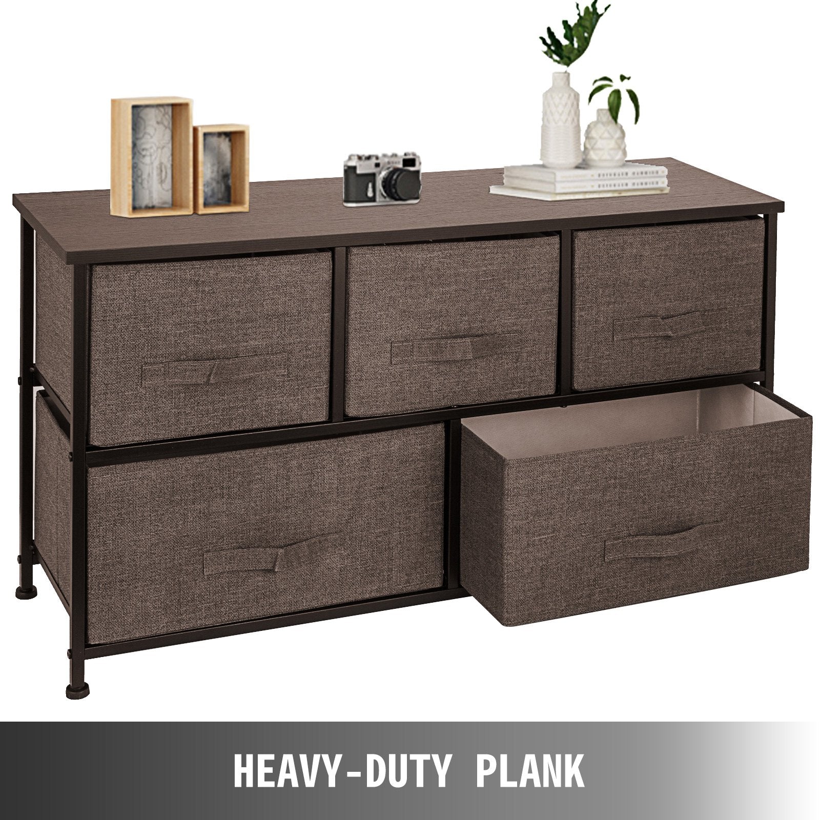 Dresser Storage Tower with 5 Fabric Drawer Steel Frame Storage Cabinet Bin Storage Organizer Unit Fabric Cube V952-SNGECKFS000000001V0