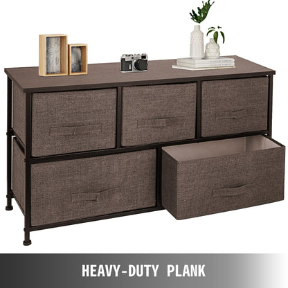 Dresser Storage Tower with 5 Fabric Drawer Steel Frame Storage Cabinet Bin Storage Organizer Unit Fabric Cube V952-SNGECKFS000000001V0