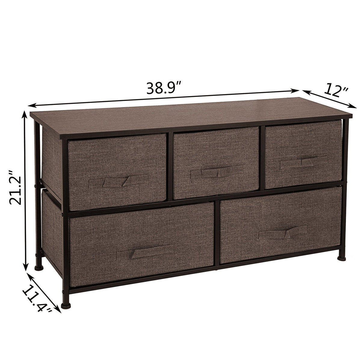 Dresser Storage Tower with 5 Fabric Drawer Steel Frame Storage Cabinet Bin Storage Organizer Unit Fabric Cube V952-SNGECKFS000000001V0