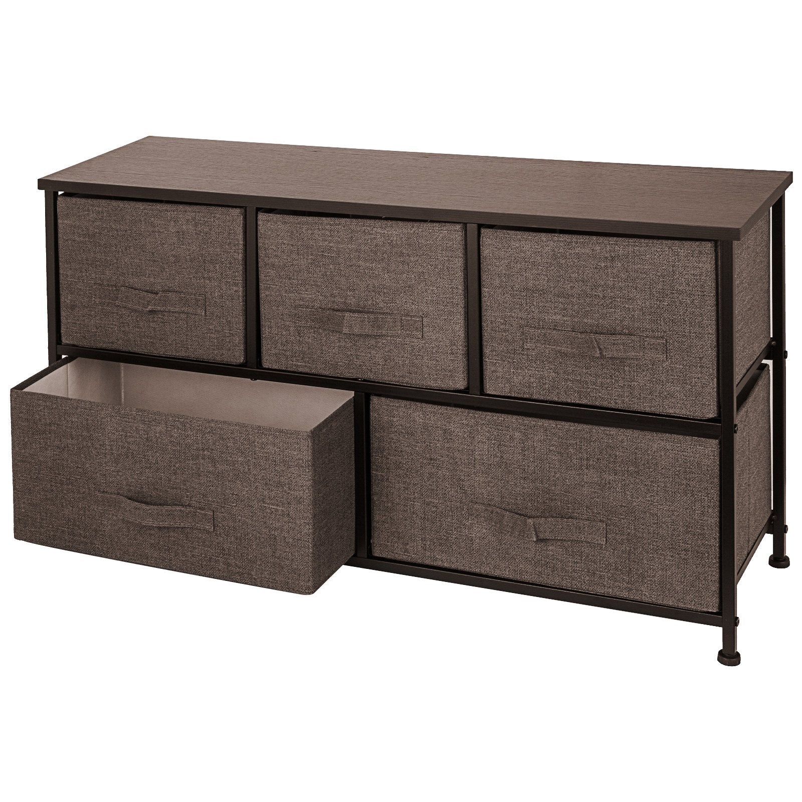 Dresser Storage Tower with 5 Fabric Drawer Steel Frame Storage Cabinet Bin Storage Organizer Unit Fabric Cube V952-SNGECKFS000000001V0