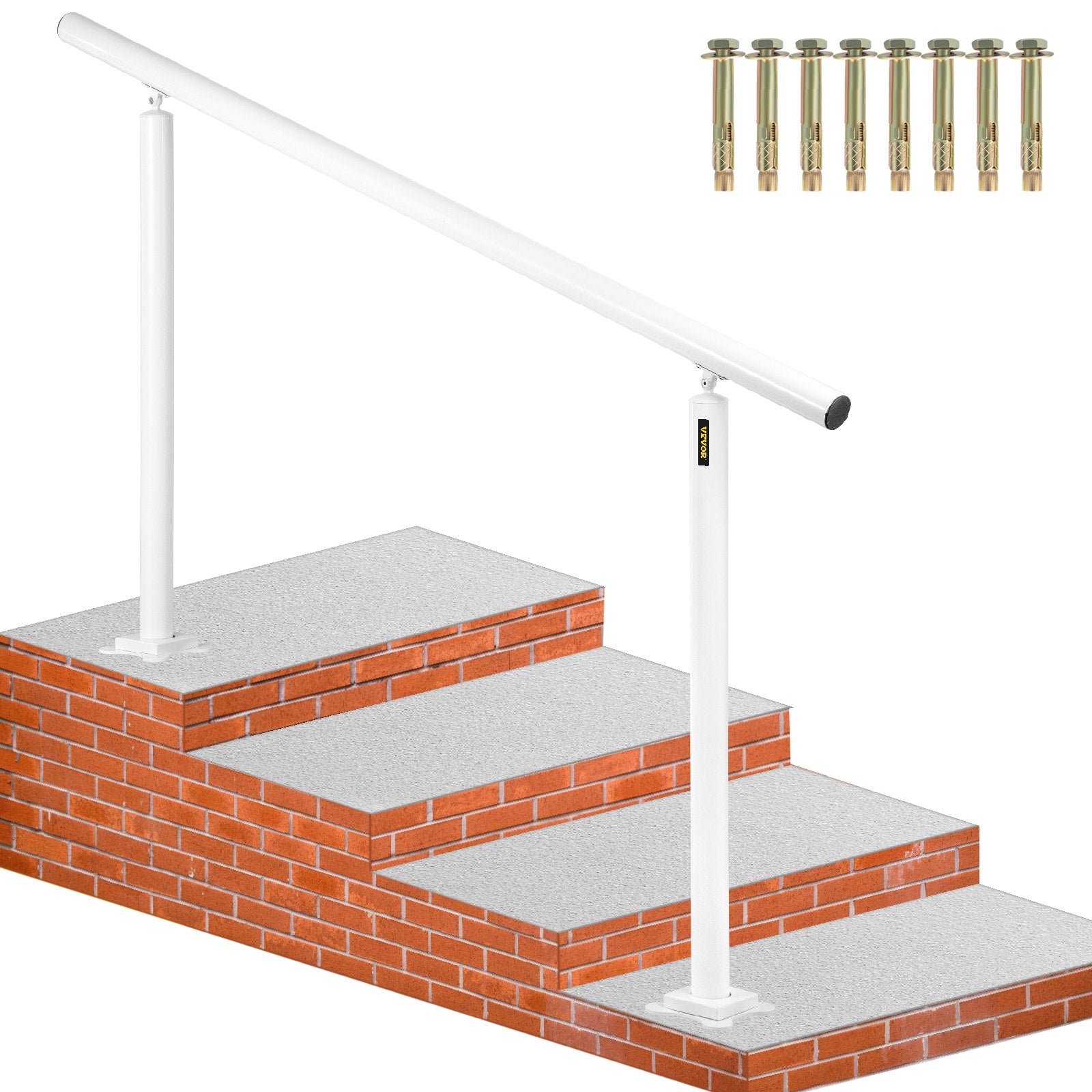Outdoor Stair Railing Kit, 5 FT Handrails 0-5 Steps, Adjustable Angle White Aluminum Stair Hand Rail for The V952-SNLZSLZYGL5FTPDUBV0