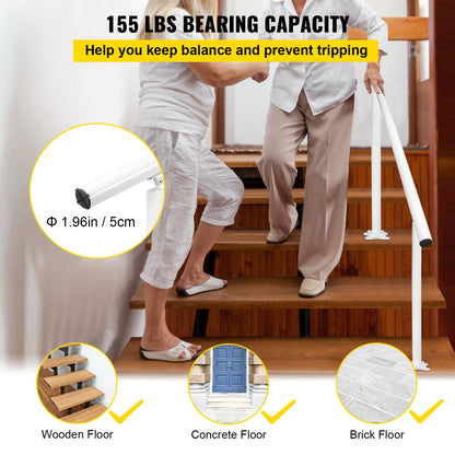 Outdoor Stair Railing Kit, 5 FT Handrails 0-5 Steps, Adjustable Angle White Aluminum Stair Hand Rail for The V952-SNLZSLZYGL5FTPDUBV0
