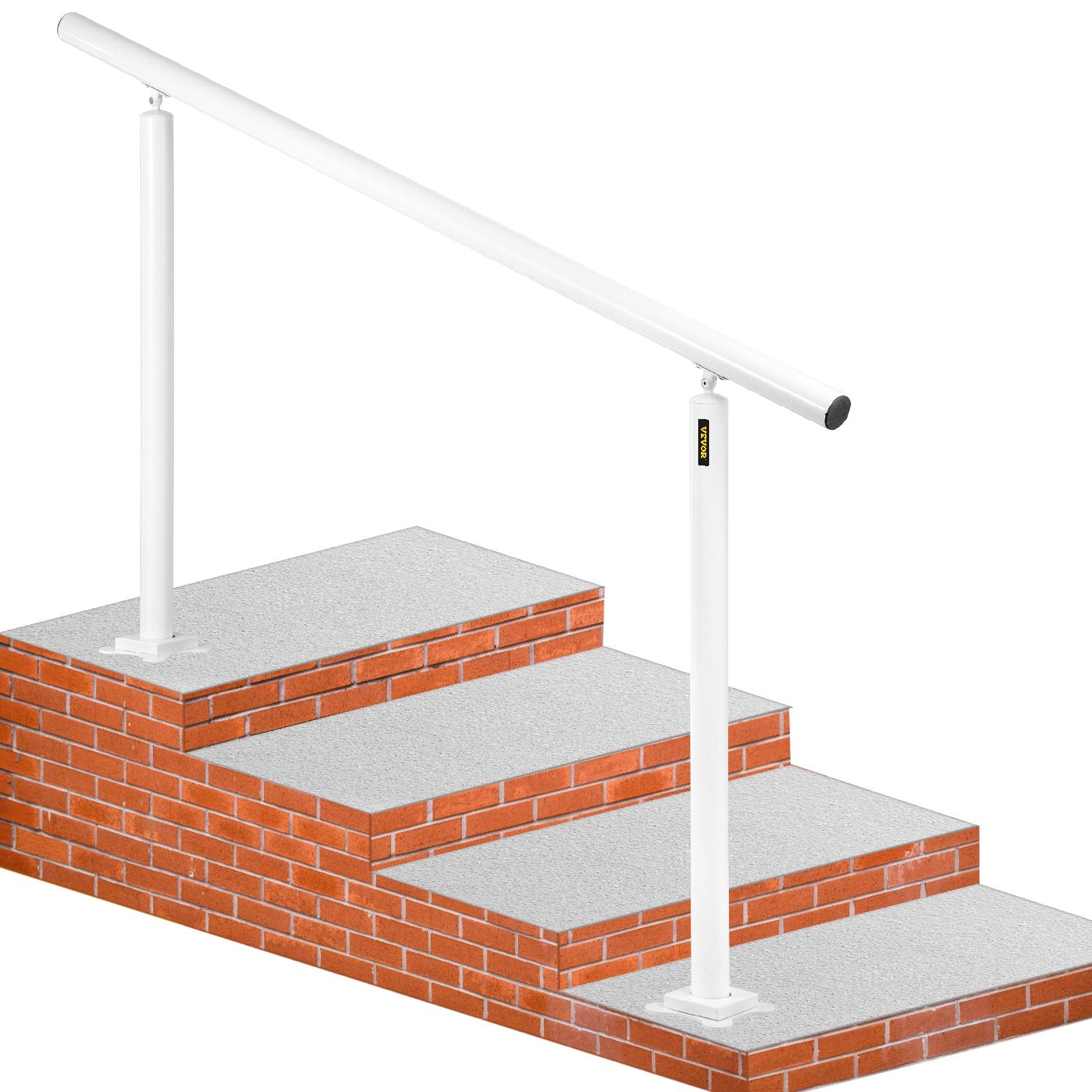 Outdoor Stair Railing Kit, 5 FT Handrails 0-5 Steps, Adjustable Angle White Aluminum Stair Hand Rail for The V952-SNLZSLZYGL5FTPDUBV0