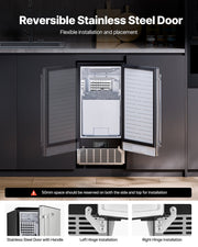 Undercounter Built-in Ice Maker, 80 Lbs/Day Under Counter Ice Maker Machine with Reversible Door Stainless V952-SNQRSZBJ80LBQY0EFV3