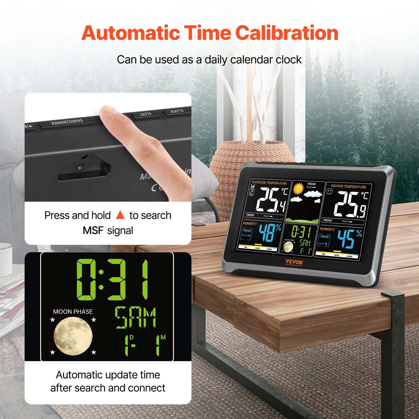 Weather Station Indoor Outdoor, Large Color Display, Wireless Digital Home Weather Station, with Sensor V952-SNQXZWX75VAAAAQ08V3
