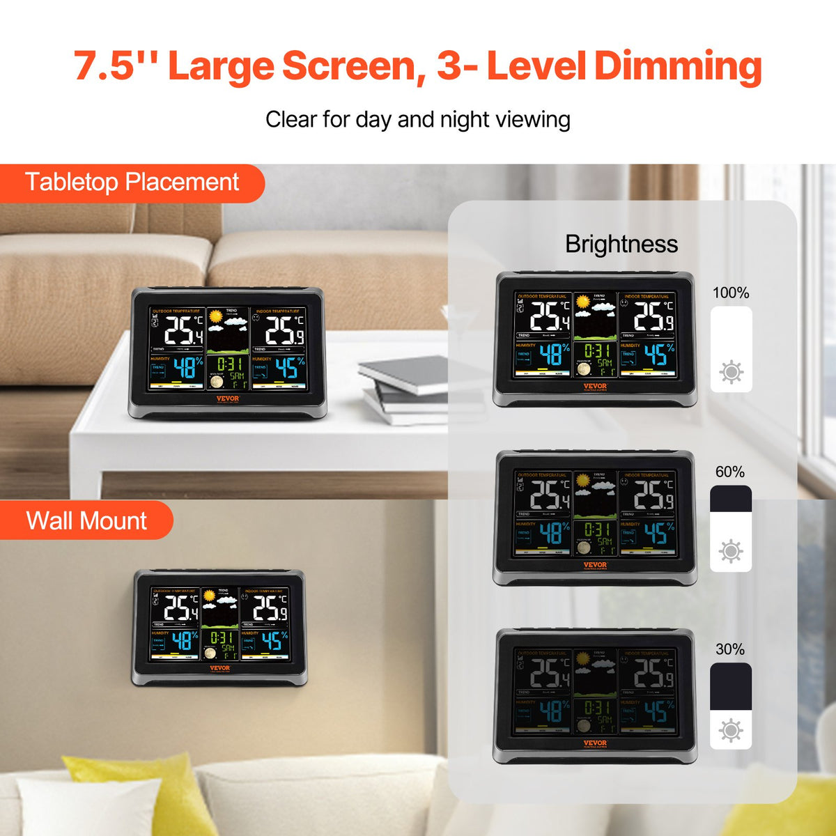 Weather Station Indoor Outdoor, Large Color Display, Wireless Digital Home Weather Station, with Sensor V952-SNQXZWX75VAAAAQ08V3
