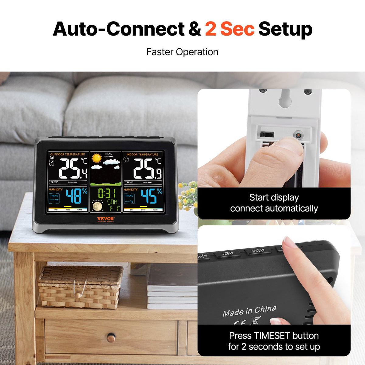 Weather Station Indoor Outdoor, Large Color Display, Wireless Digital Home Weather Station, with Sensor V952-SNQXZWX75VAAAAQ08V3