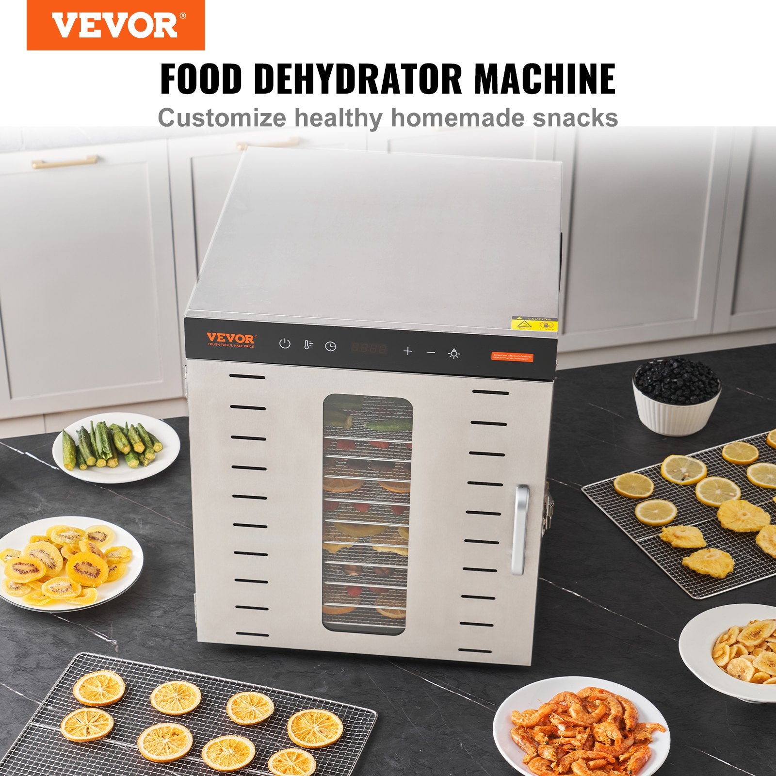 10 Trays Food Dehydrator Machine Stainless Steel 1000W Jerky Fruit Drying V952-SP1005481000WM6IMV3