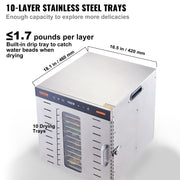 10 Trays Food Dehydrator Machine Stainless Steel 1000W Jerky Fruit Drying V952-SP1005481000WM6IMV3