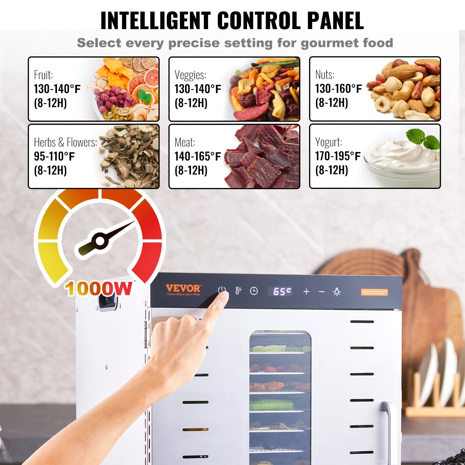 10 Trays Food Dehydrator Machine Stainless Steel 1000W Jerky Fruit Drying V952-SP1005481000WM6IMV3