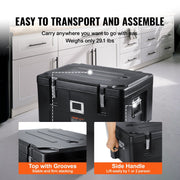 Insulated Food Pan Carrier, 36Qt Capacity, Stackable Catering Hot Box with 3 Stainless Steel Pans, Top Load V952-SPBW30-D1330LULKRV0