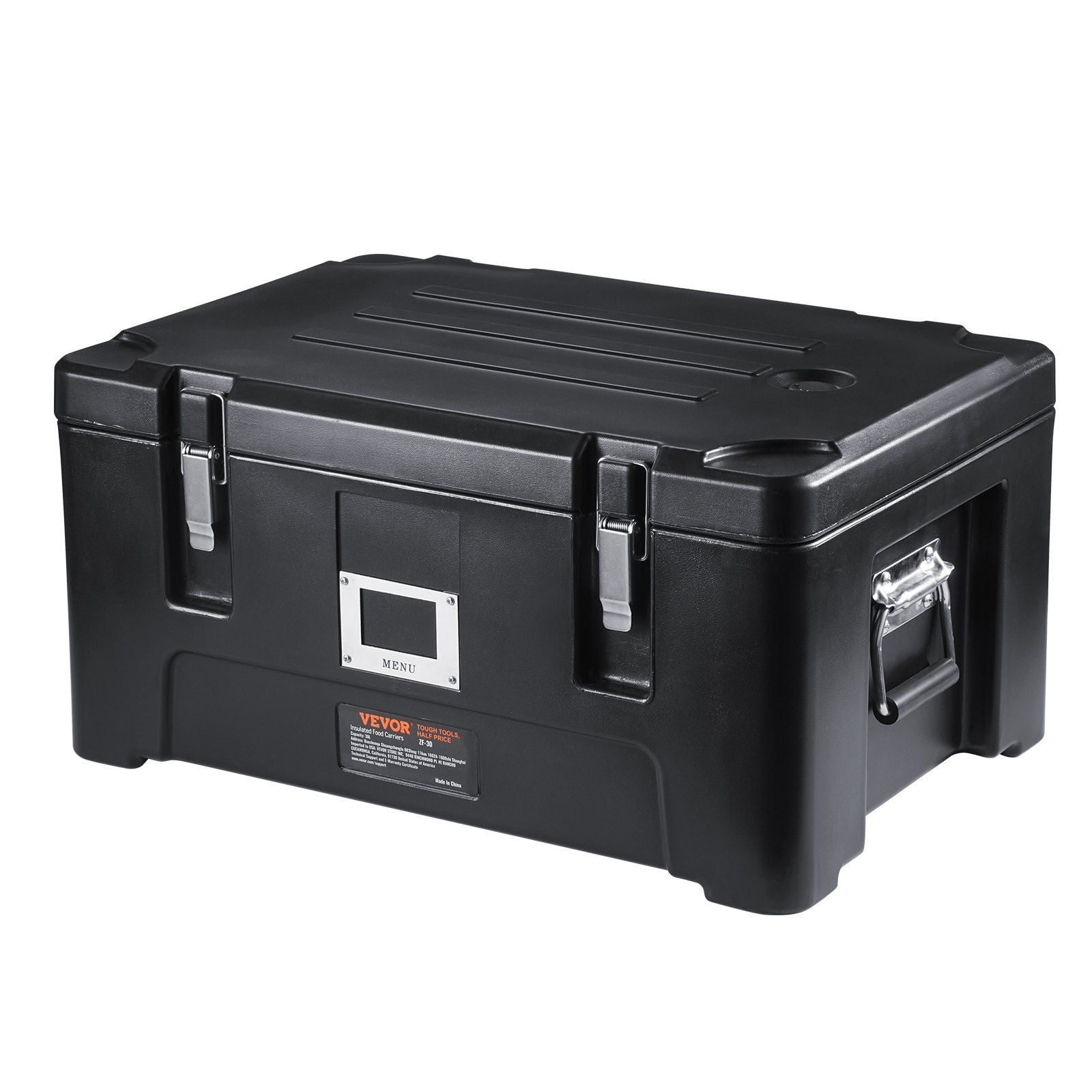 Insulated Food Pan Carrier, 36Qt Capacity, Stackable Catering Hot Box with 3 Stainless Steel Pans, Top Load V952-SPBW30-D1330LULKRV0