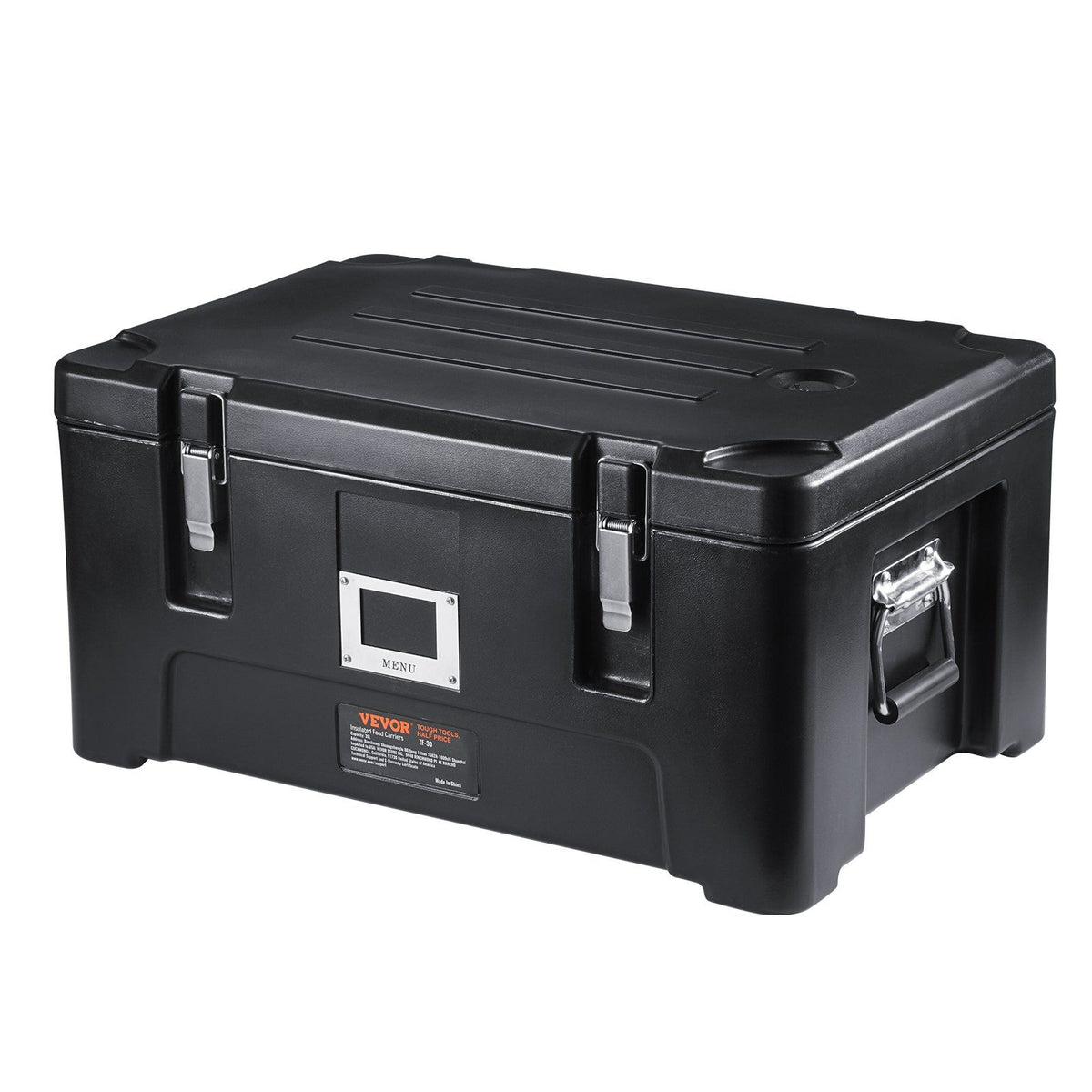 Insulated Food Pan Carrier, 36Qt Capacity, Stackable Catering Hot Box with 3 Stainless Steel Pans, Top Load V952-SPBW30-D1330LULKRV0
