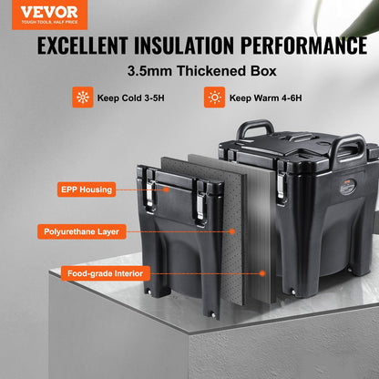 Insulated Food Carrier, 30L Capacity, Stackable Catering Hot Box with Stainless Steel Barrel, Top Load LLDPE V952-SPBWXHSBWT30LBMYXV0