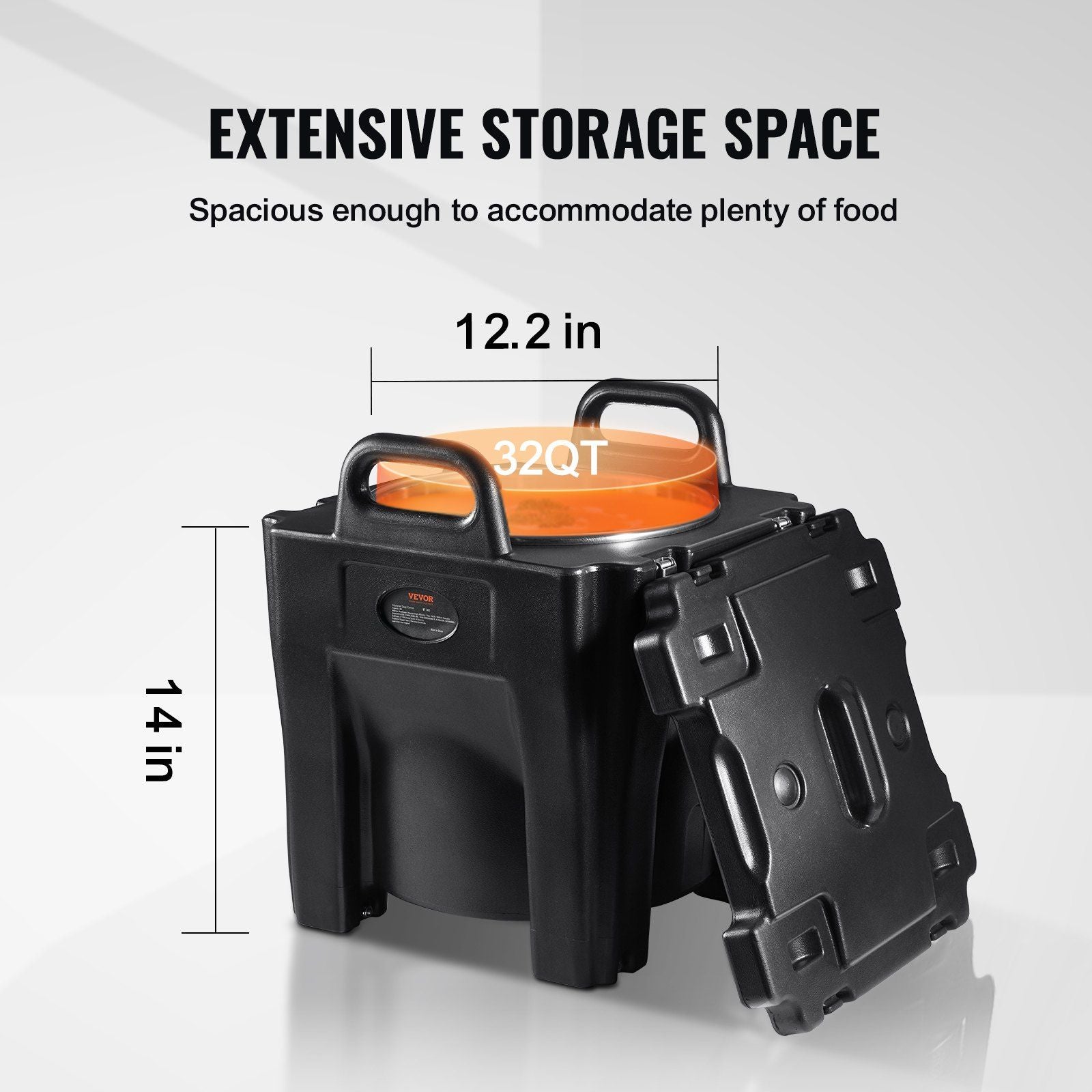 Insulated Food Carrier, 30L Capacity, Stackable Catering Hot Box with Stainless Steel Barrel, Top Load LLDPE V952-SPBWXHSBWT30LBMYXV0