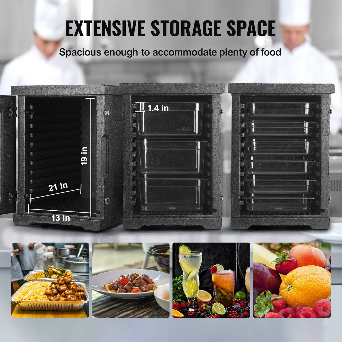 Insulated Food Pan Carrier, 90L Hot Box for Catering, LLDPE Food Box Carrier with Double Buckles, Front V952-SPBWXHSEPP90LLAXYV0