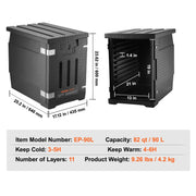 Insulated Food Pan Carrier, 90L Hot Box for Catering, LLDPE Food Box Carrier with Double Buckles, Front V952-SPBWXHSEPP90LLAXYV0