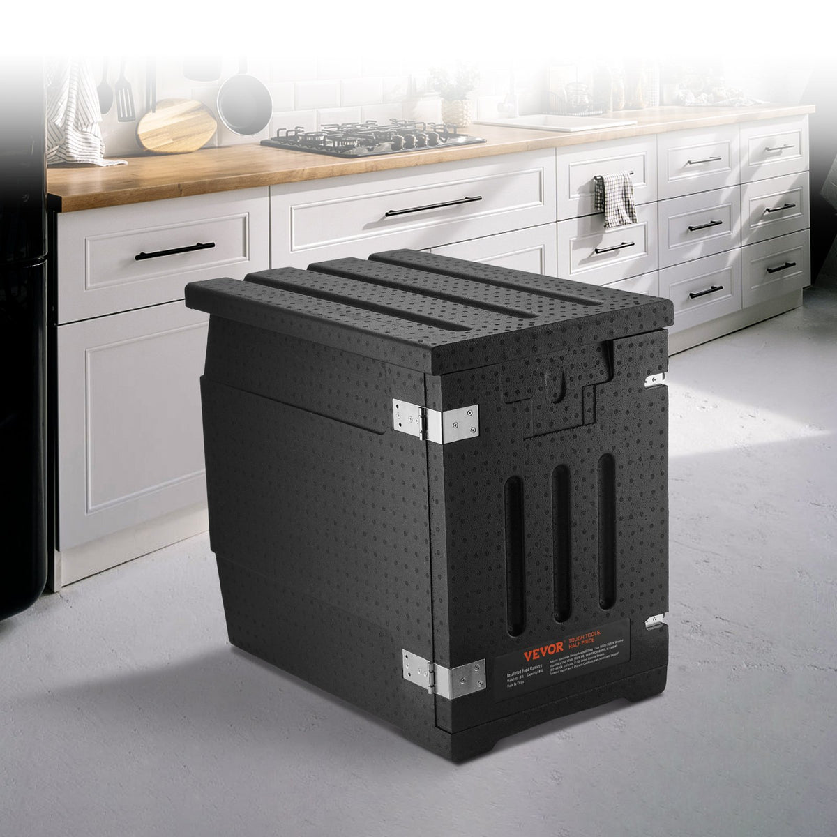 Insulated Food Pan Carrier, 90L Hot Box for Catering, LLDPE Food Box Carrier with Double Buckles, Front V952-SPBWXHSEPP90LLAXYV0