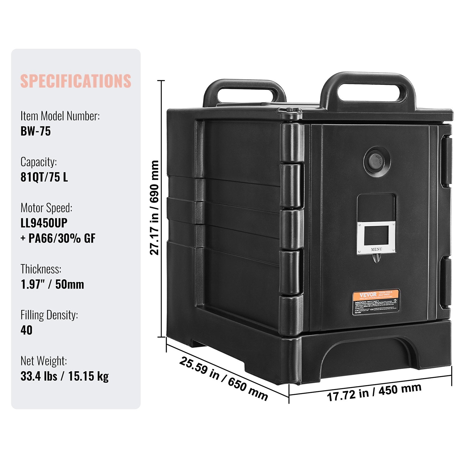 Insulated Food Pan Carrier Stackable Catering Dishbox 81QT Chafing Dish V952-SPBWXHSLLDPEKXTOJV0