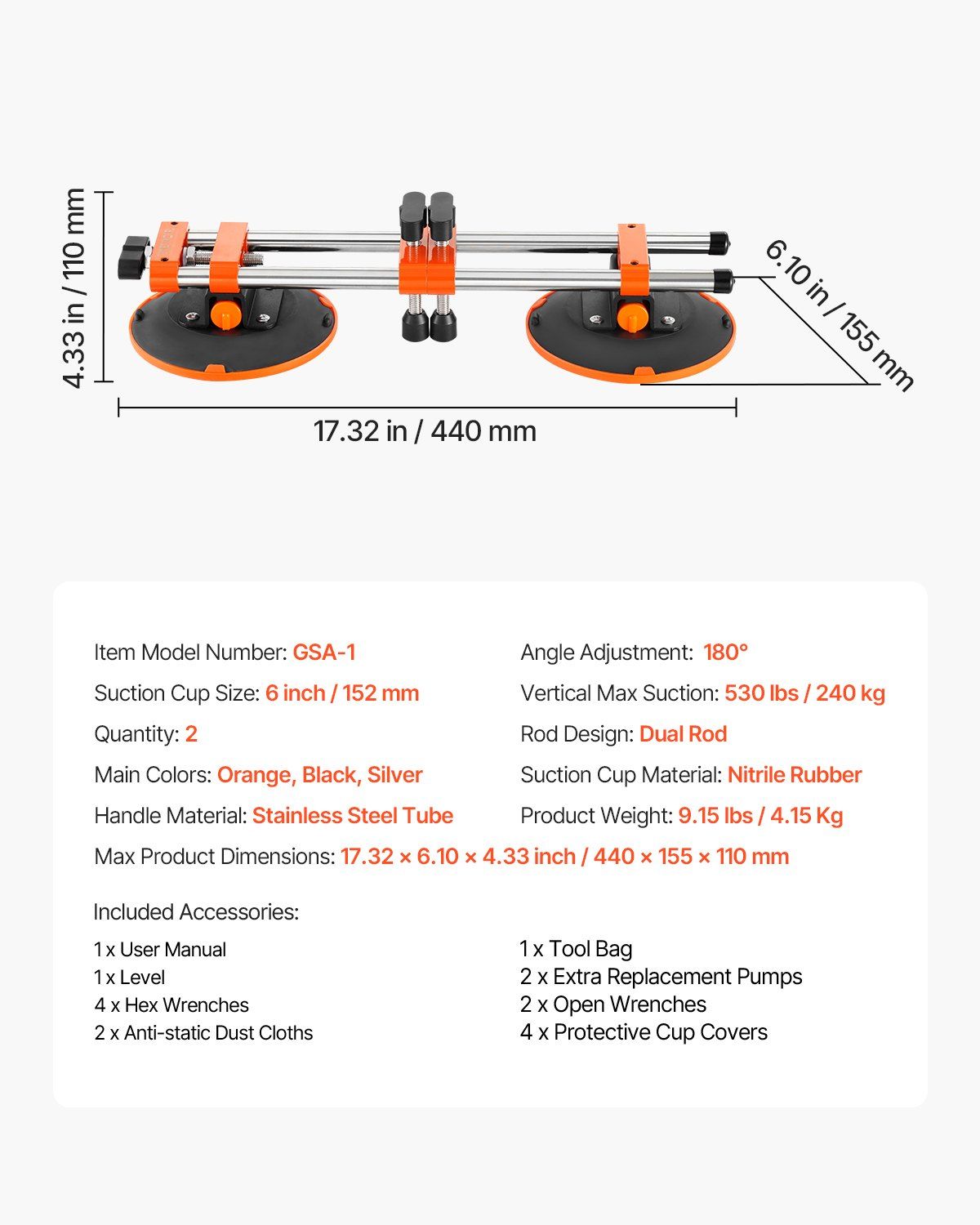 Seamless Seam Setter, 2 Packs, Granite Seam Setter with 6 in Vacuum Suction Cups & Tool Bag, Seam Joiner for V952-SPDJJFGDQ180MFTSM001V0