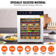 10 Trays Food Dehydrator Machine Stainless Steel 800W Jerky Fruit Drying V952-SPF100548800WDQGIV3