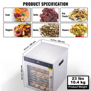 10 Trays Food Dehydrator Machine Stainless Steel 800W Jerky Fruit Drying V952-SPF100548800WDQGIV3