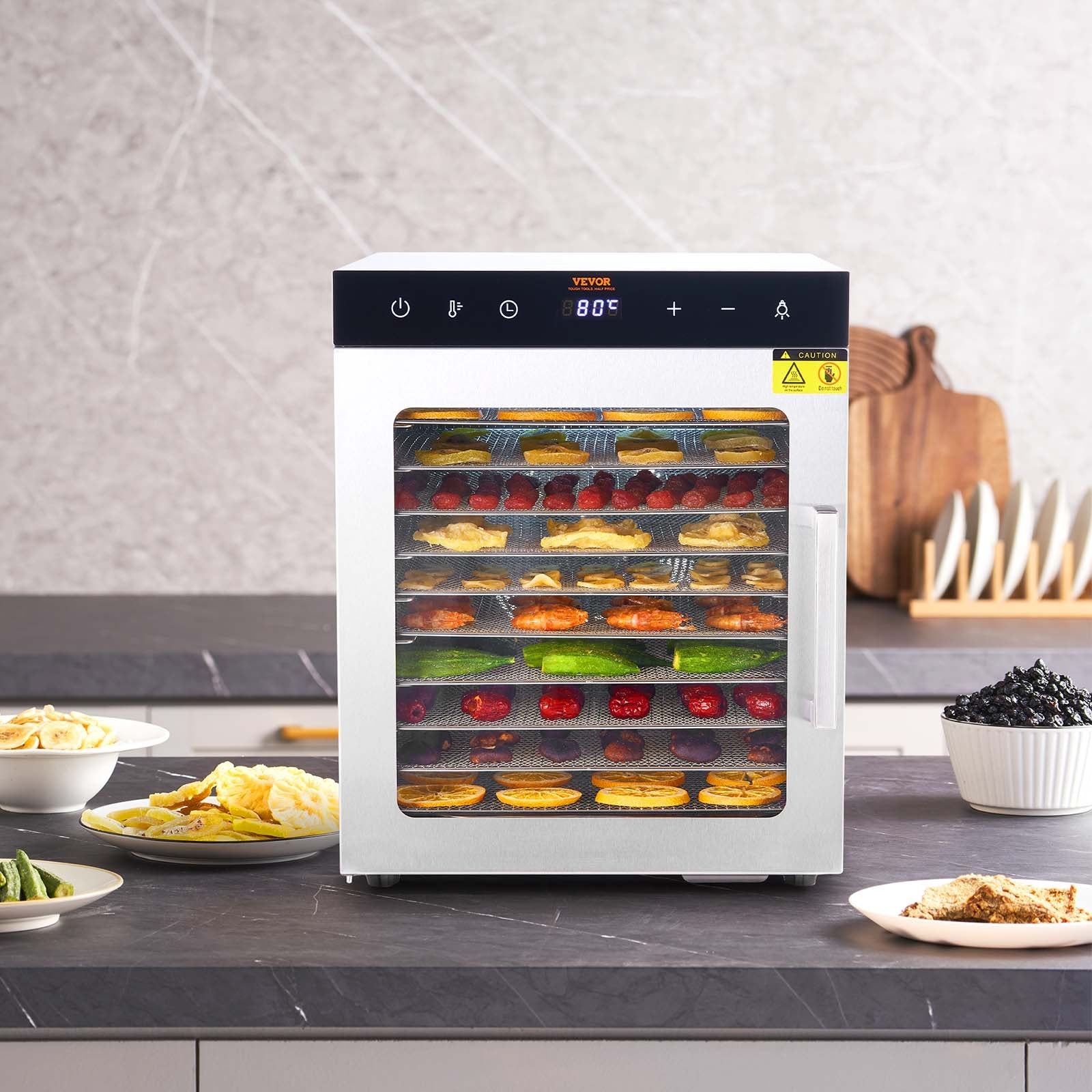 10 Trays Food Dehydrator Machine Stainless Steel 800W Jerky Fruit Drying V952-SPF100548800WDQGIV3