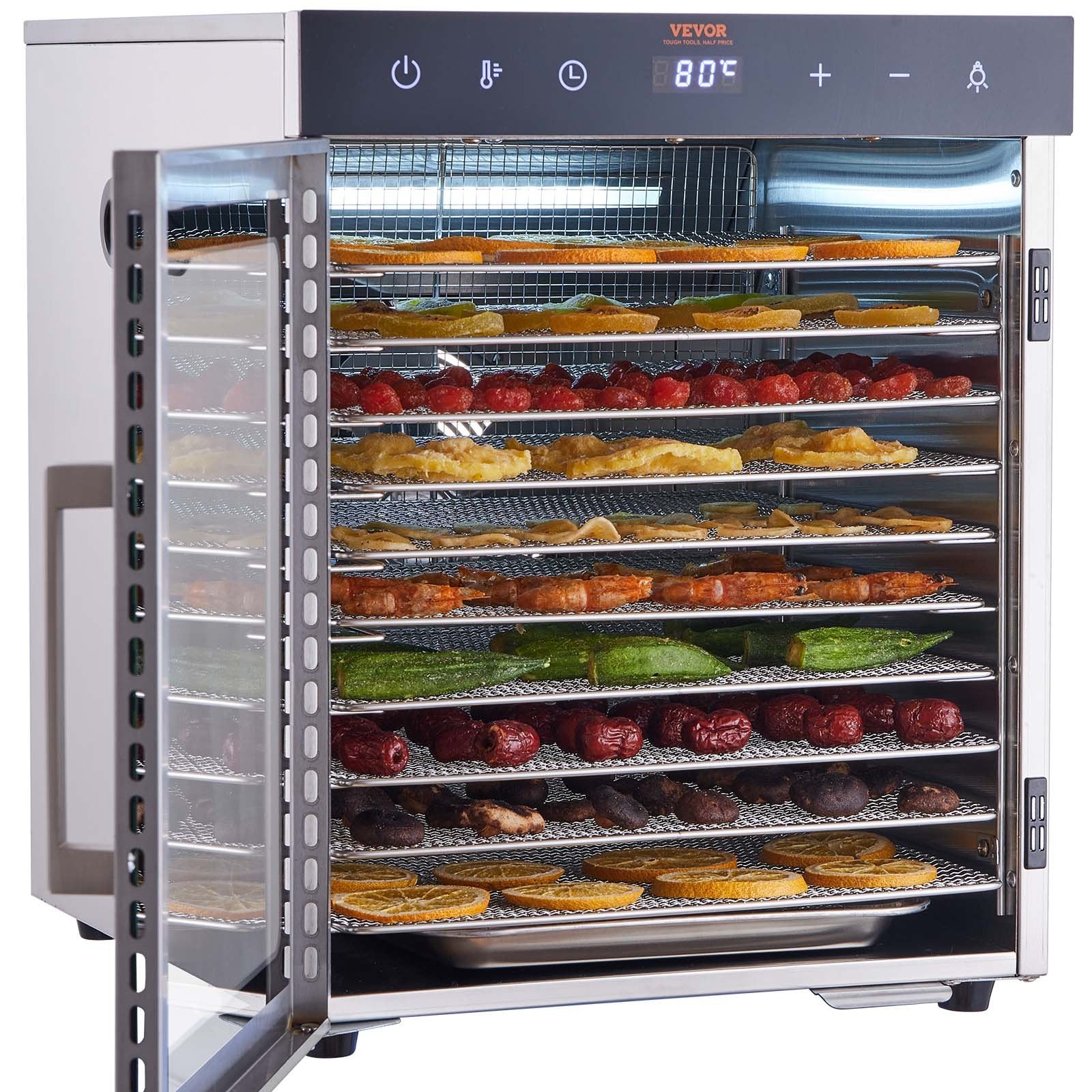 10 Trays Food Dehydrator Machine Stainless Steel 800W Jerky Fruit Drying V952-SPF100548800WDQGIV3