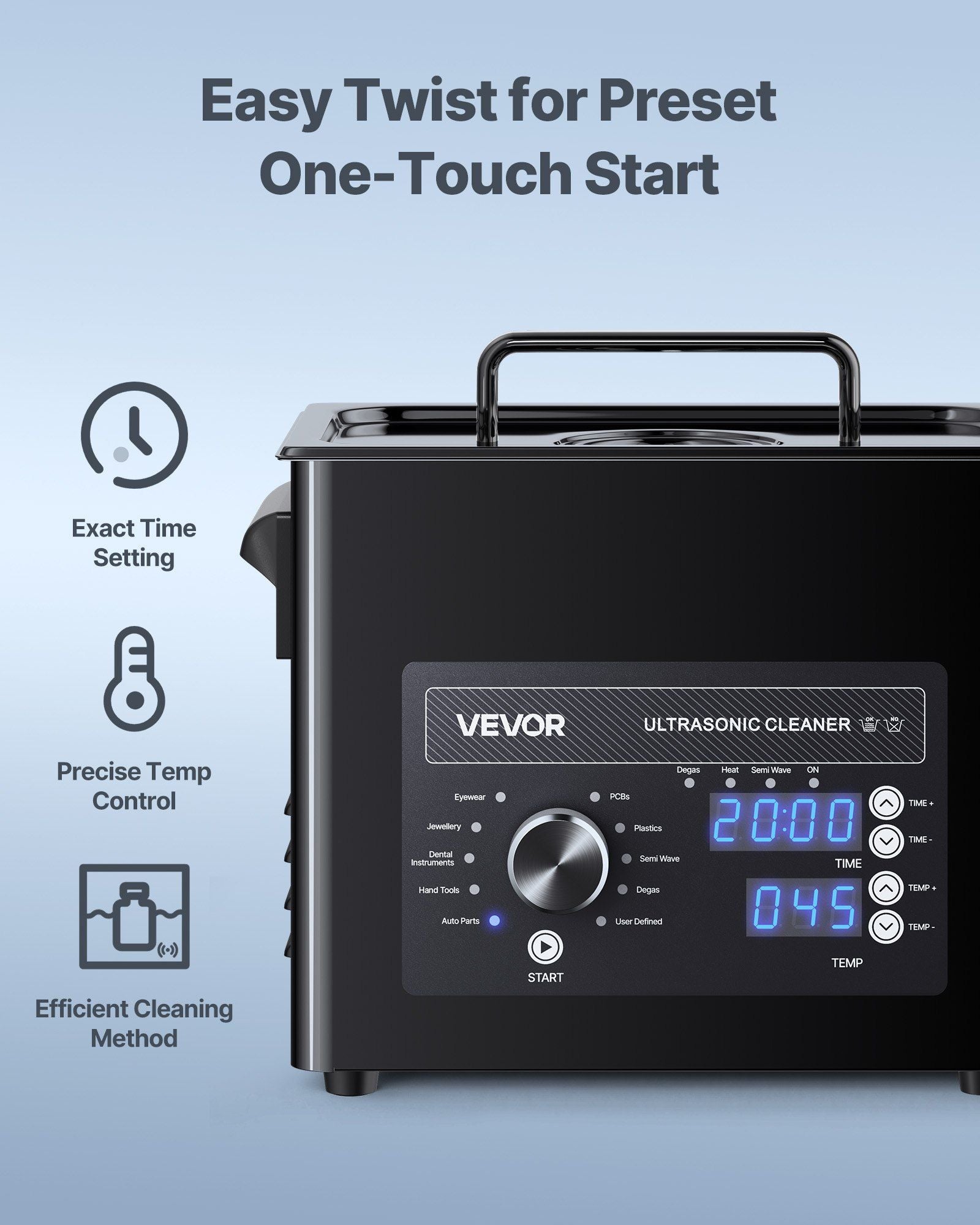 3L Ultrasonic Cleaner, Professional Ultrasonic Cleaner Machine with Knob Control, Stainless Steel Cleaning V952-SPLXNAJKZCSB004JK001V3