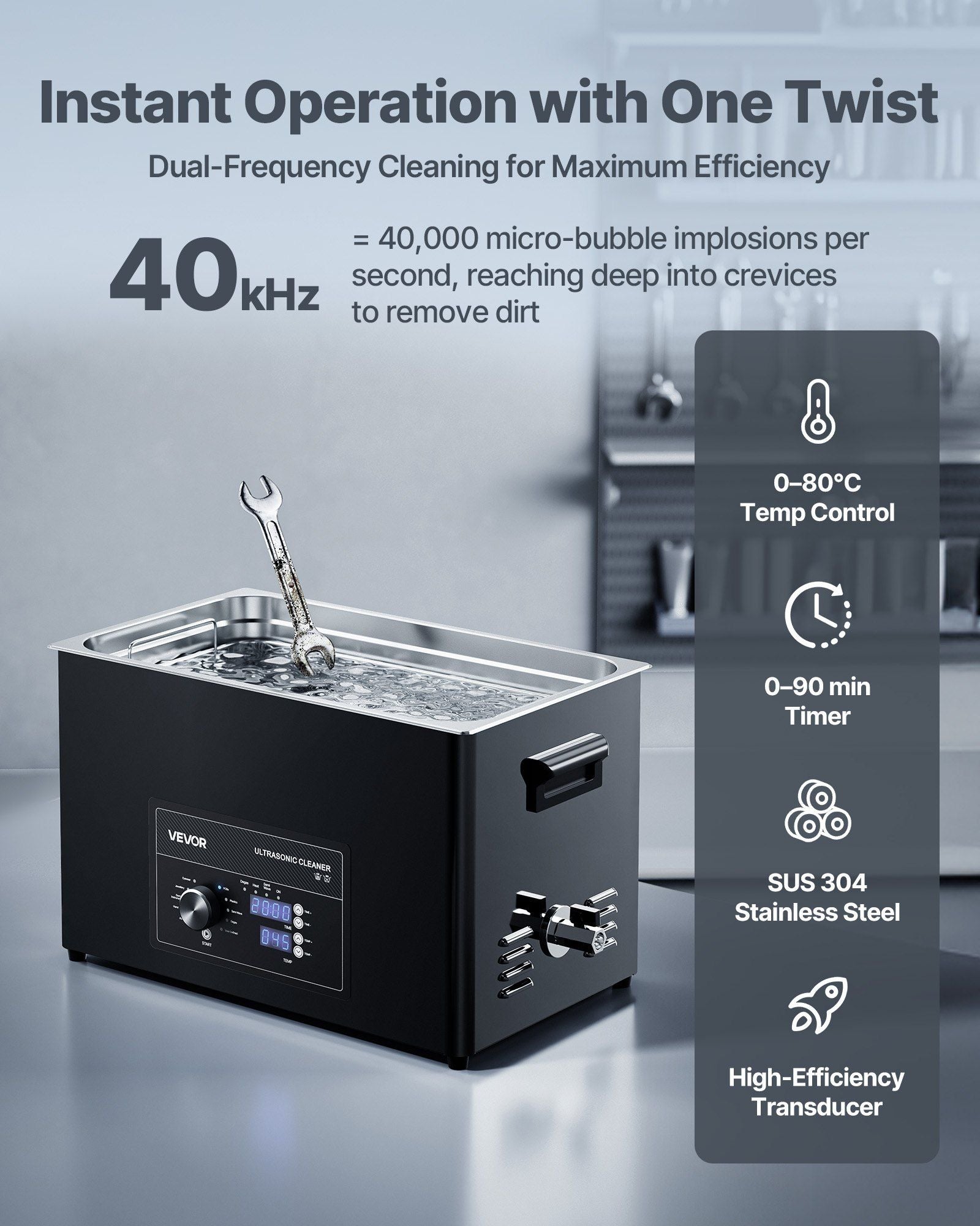 30L Ultrasonic Cleaner, Professional Ultrasonic Cleaner Machine with Knob Control, Stainless Steel Cleaning V952-SPLXNAJKZCSBWD6B9001V3