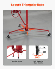 3353mm Drywall Lift, Heavy-Duty 68 kg Sheetrock Hoist with Adjustable Telescoping Arm, Lockable Wheels, V952-SPSJJHS95FT18ZSYP001V0